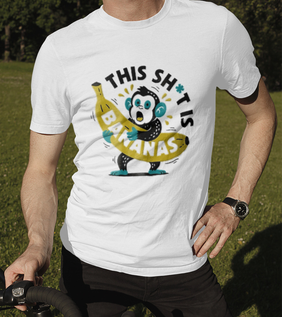 This Shit Is Bananas Surprised Monkey Holding Giant Fruit T-Shirt