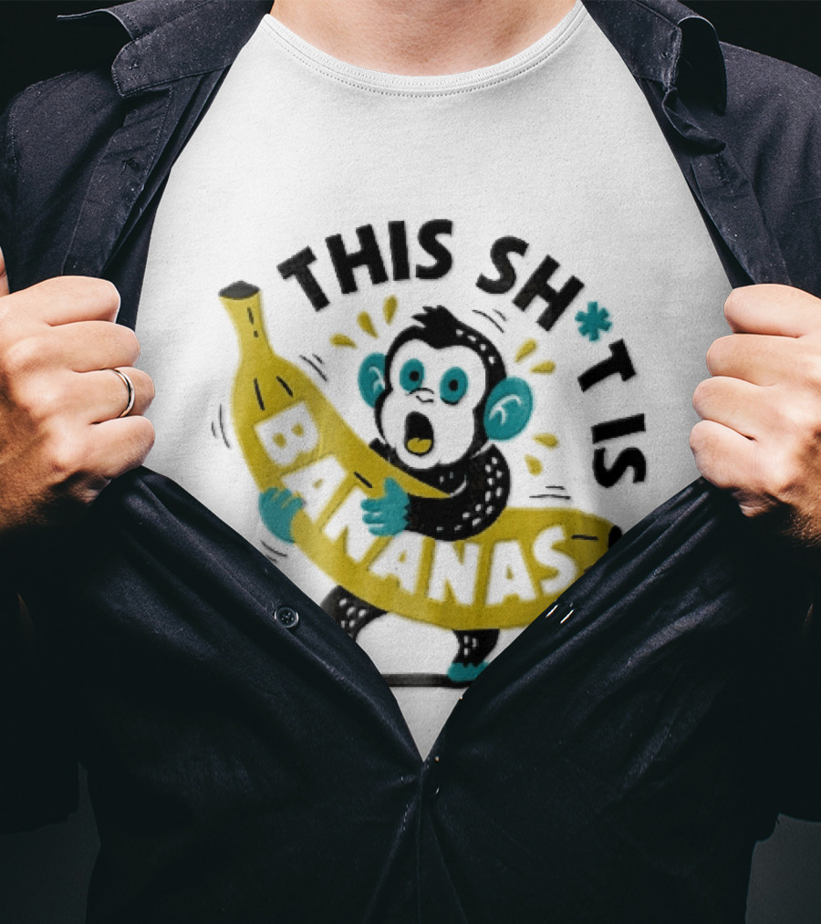 This Shit Is Bananas Surprised Monkey Holding Giant Fruit T-Shirt