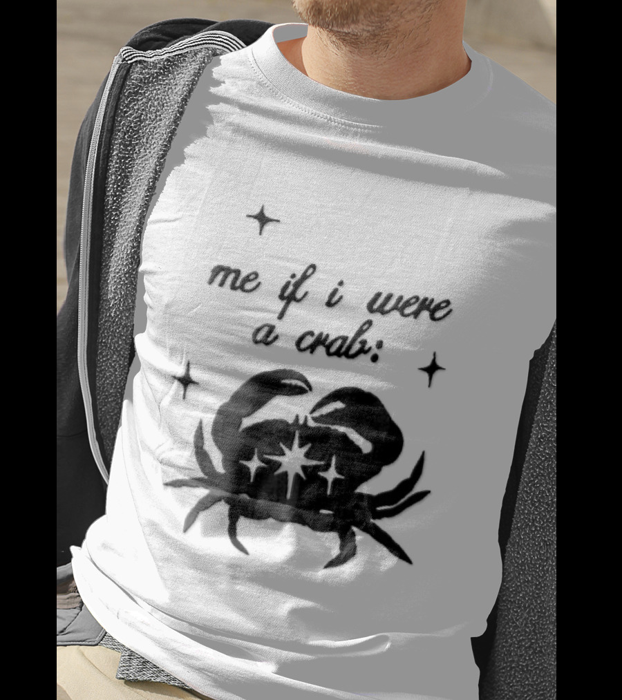 Me If I Were A Crab Crustacean Sparkles Silhouette Four Point Stars T-Shirt