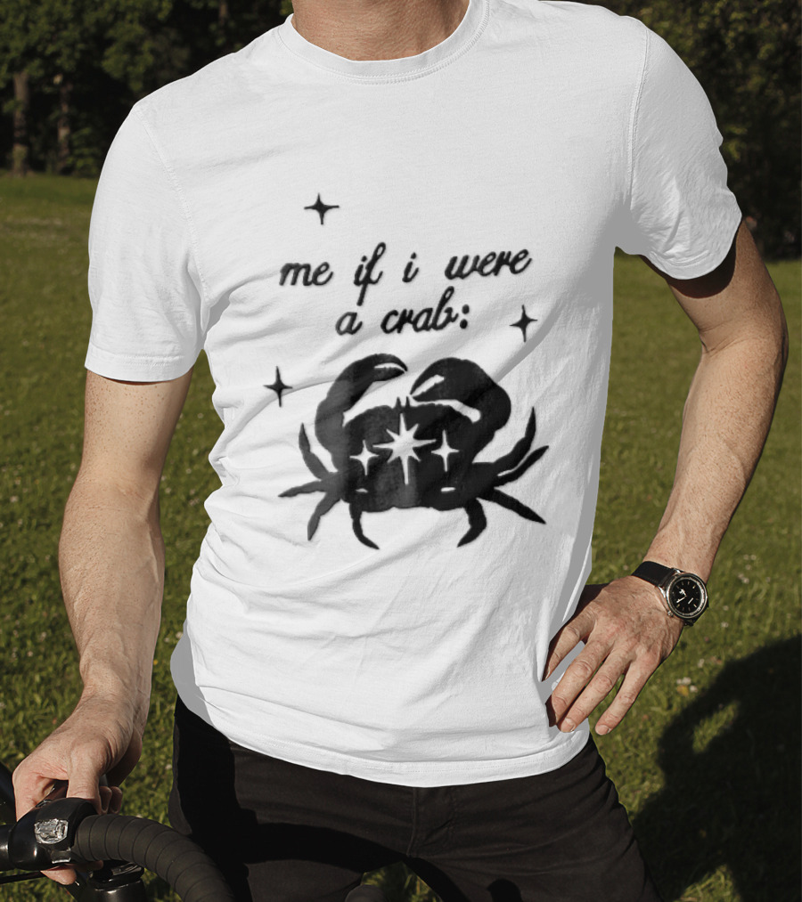 Me If I Were A Crab Crustacean Sparkles Silhouette Four Point Stars T-Shirt