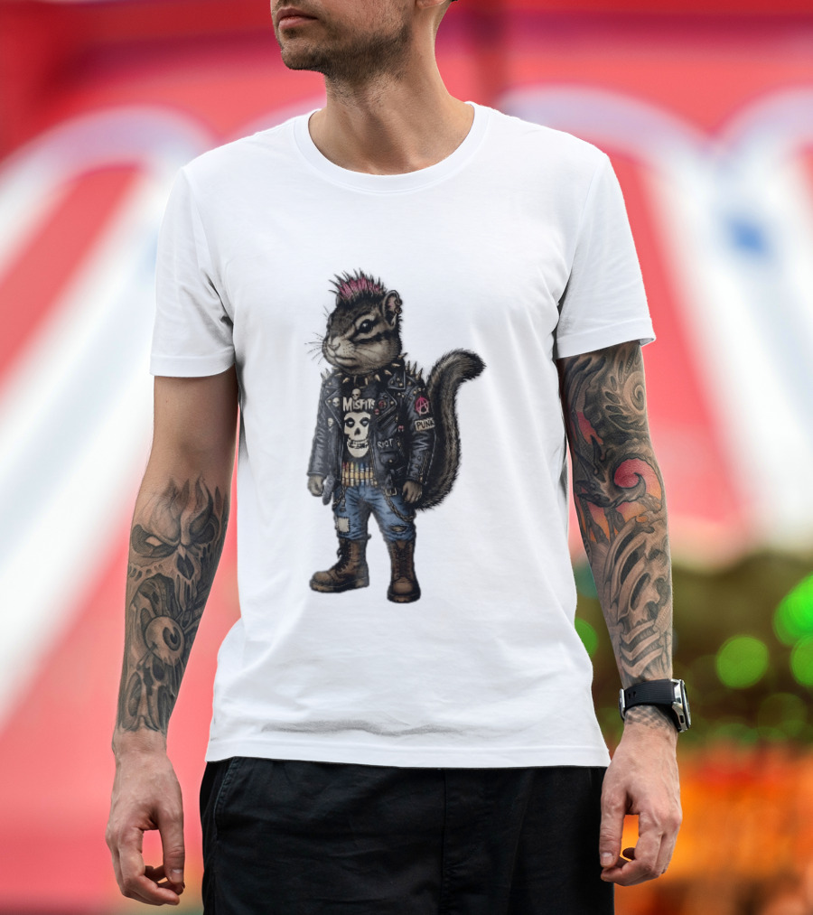 Misfits Chipmunk Riot Punk Pink Mohawk Leather Jacket Boots T-Shirt
