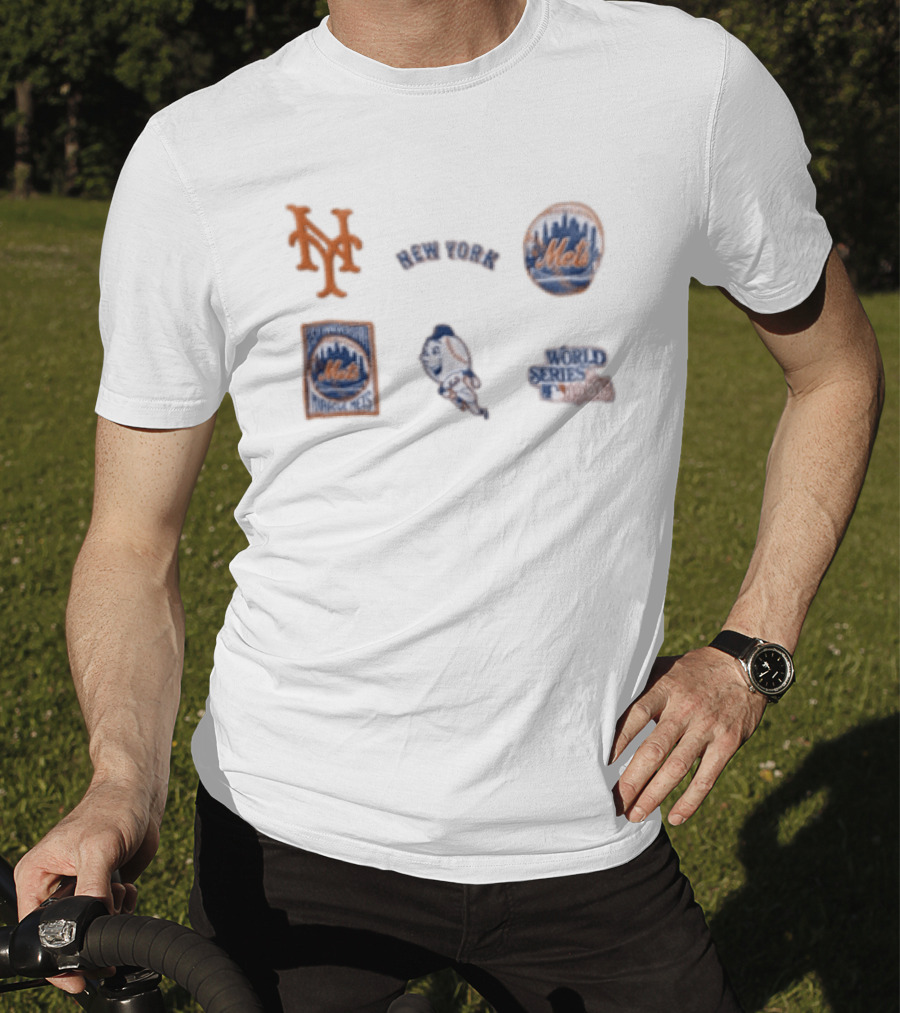 New York Mets 25th Anniversary 1986 World Series Logos T-Shirt