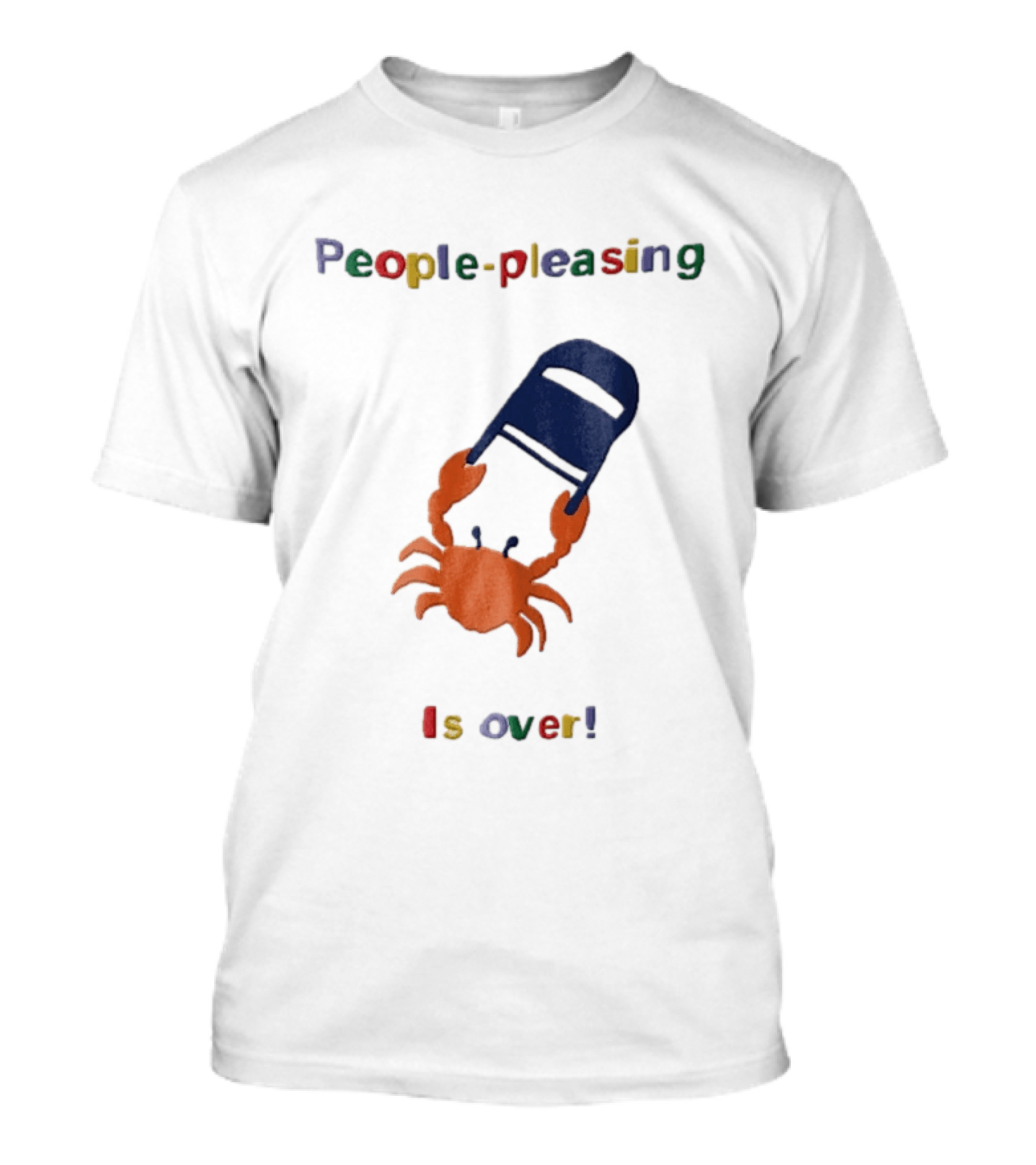 People Pleasing Is Over Orange Crab Throwing Folding Chair Popcompunk Cartoon T-Shirt
