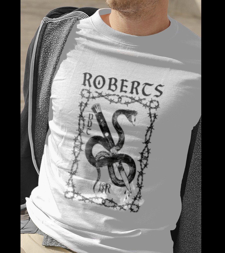 Roberts Ddt Jsr Coiled Snake Switchblade Barbed Wire Border T-Shirt