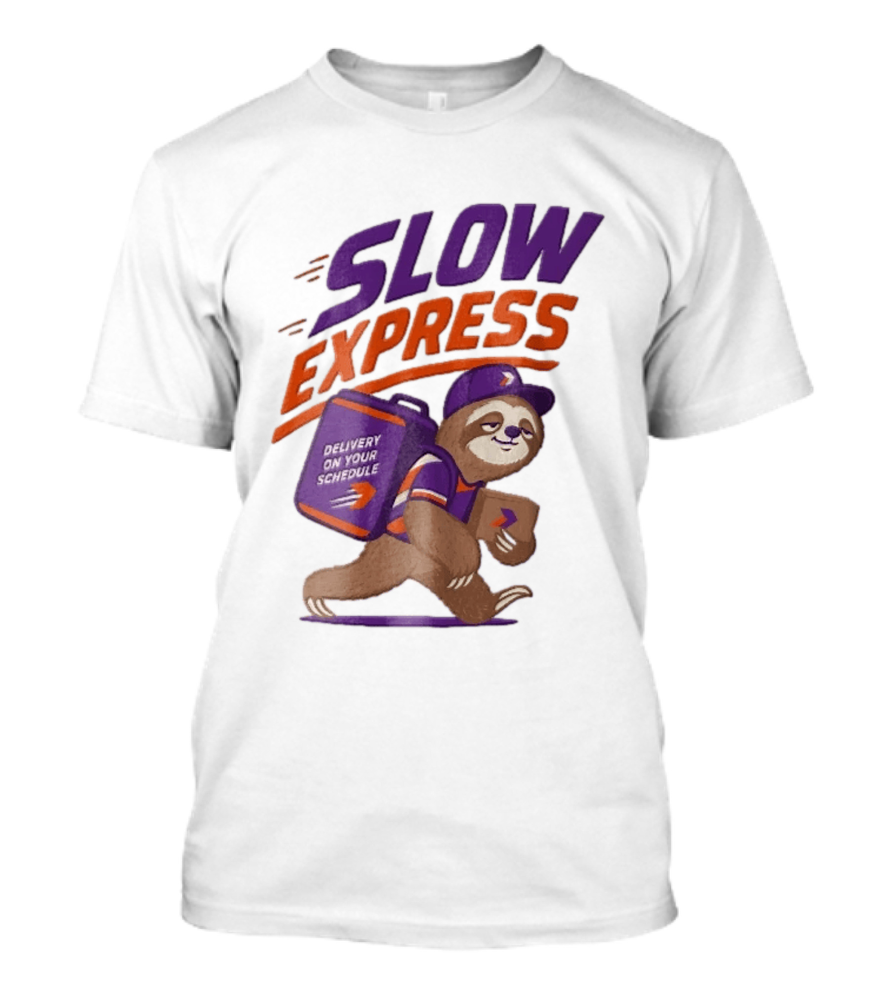 Slow Express Delivery On Your Schedule Cartoon Sloth Courier Carrying Package T-Shirt