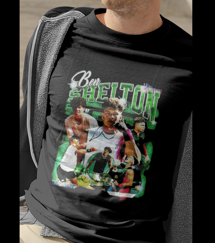 Ben Shelton Tennis Champions Green Collage T-Shirt