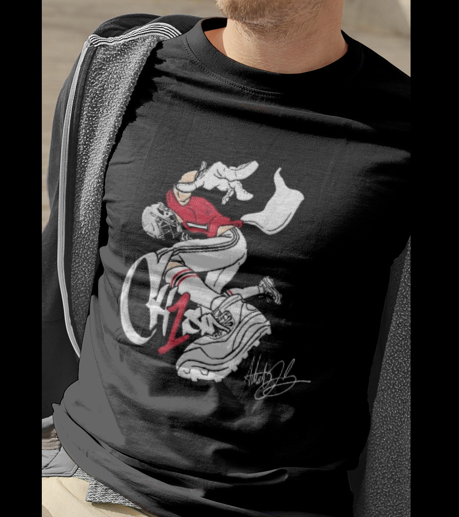 C1n Cam Newton New England Patriots Fisheye Cleat Cartoon Line T-Shirt