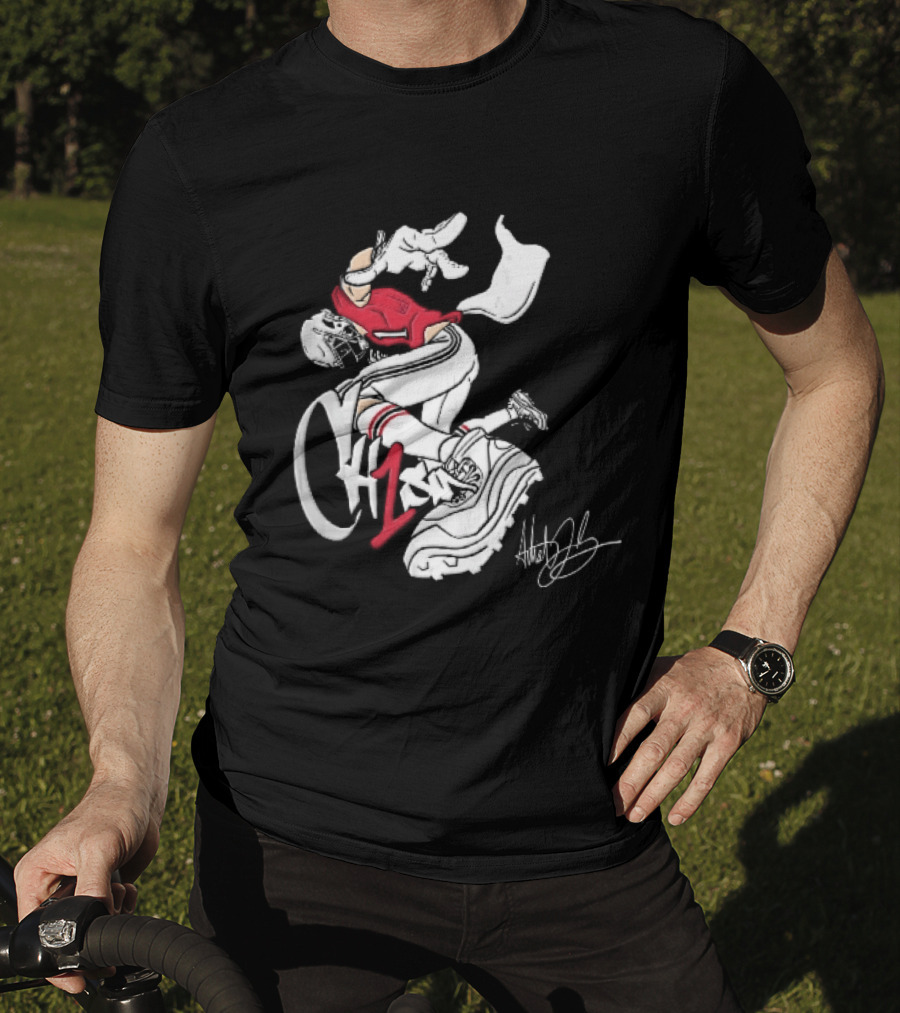C1n Cam Newton New England Patriots Fisheye Cleat Cartoon Line T-Shirt