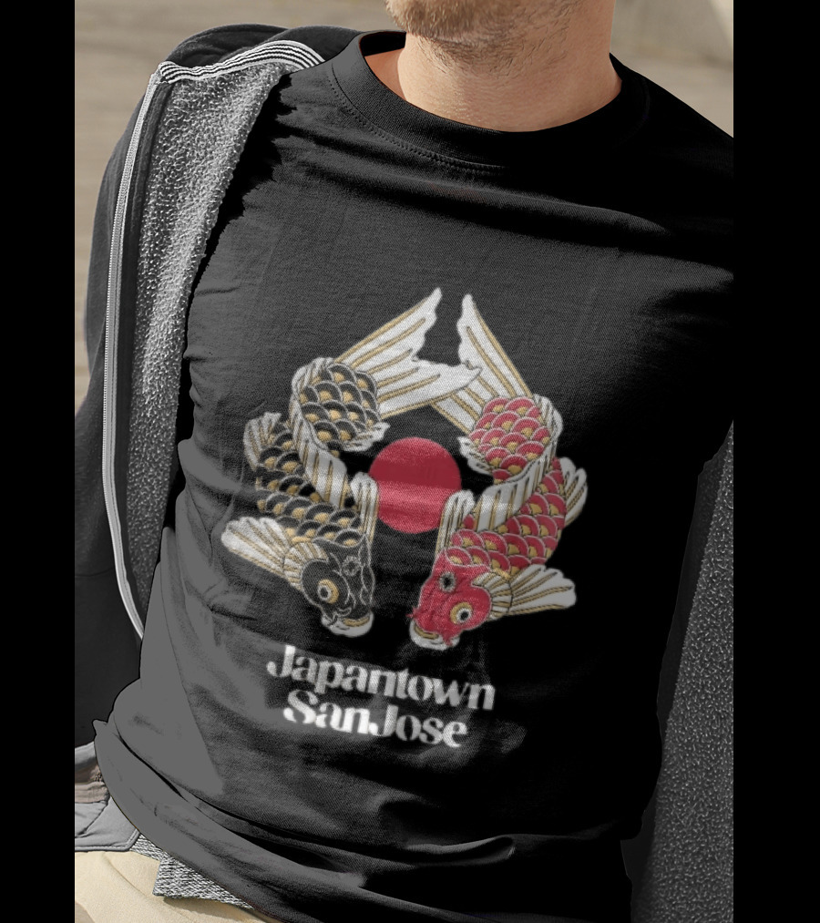 Japantown San Jose Two Koi Fish Red Sun T-Shirt