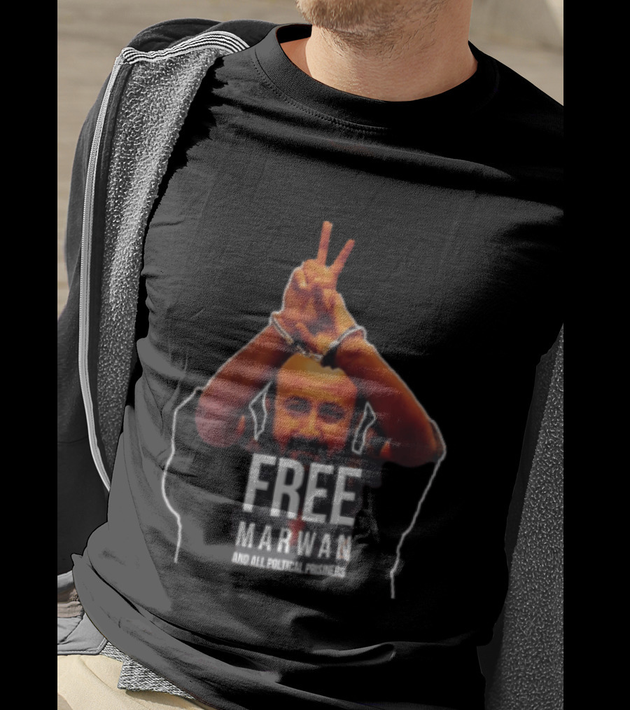 Free Marwan Barghouti And All Political Prisoners Handcuffed Peace Sign T-Shirt