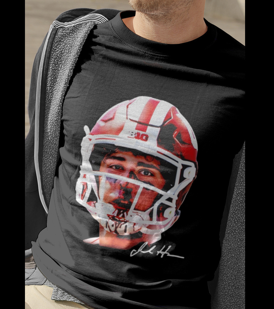 Josh Hoover Indiana Tuff Bloody Face Big Ten Football Helmet Signature T-Shirt