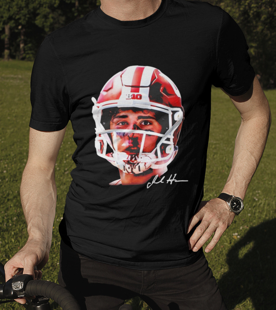 Josh Hoover Indiana Tuff Bloody Face Big Ten Football Helmet Signature T-Shirt