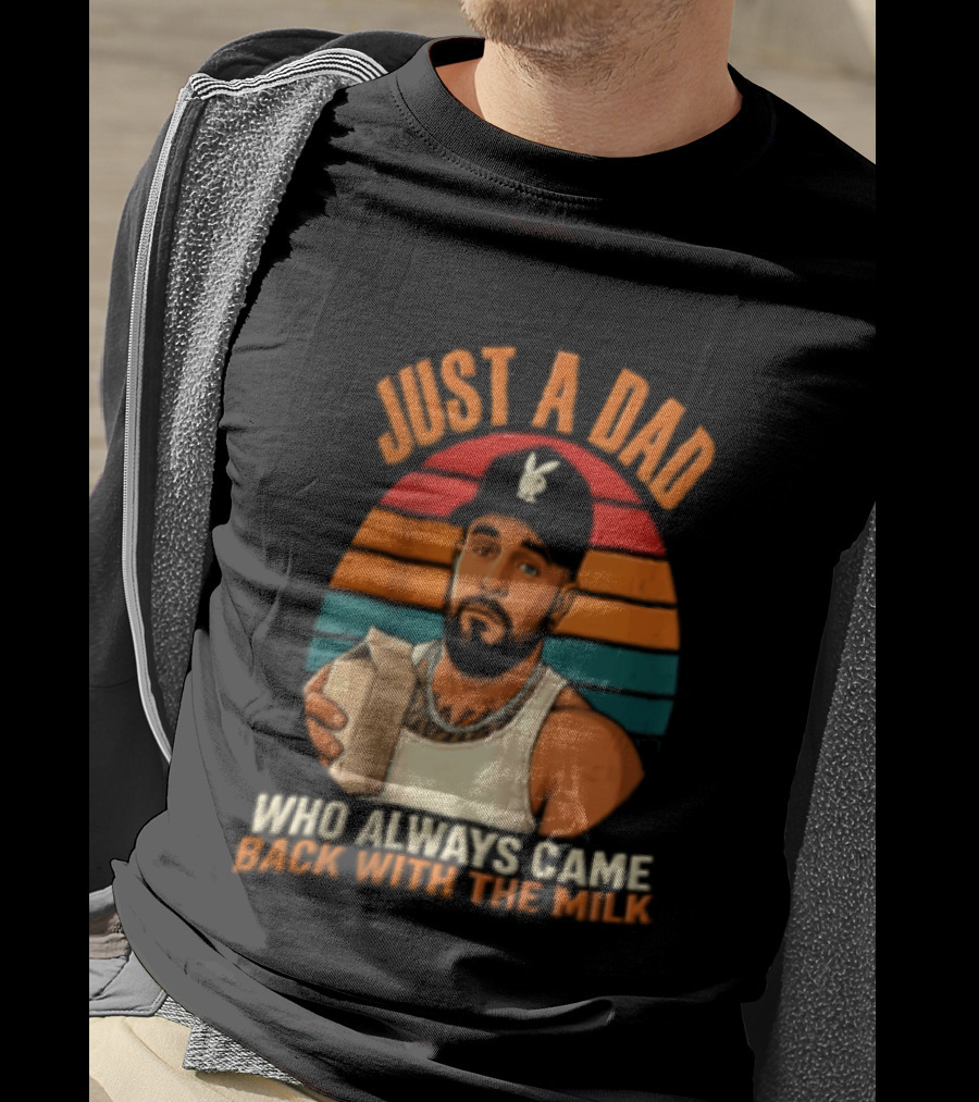 Just A Dad Who Always Came Back With The Milk Man Vintage Sunset Baseball Cap T-Shirt