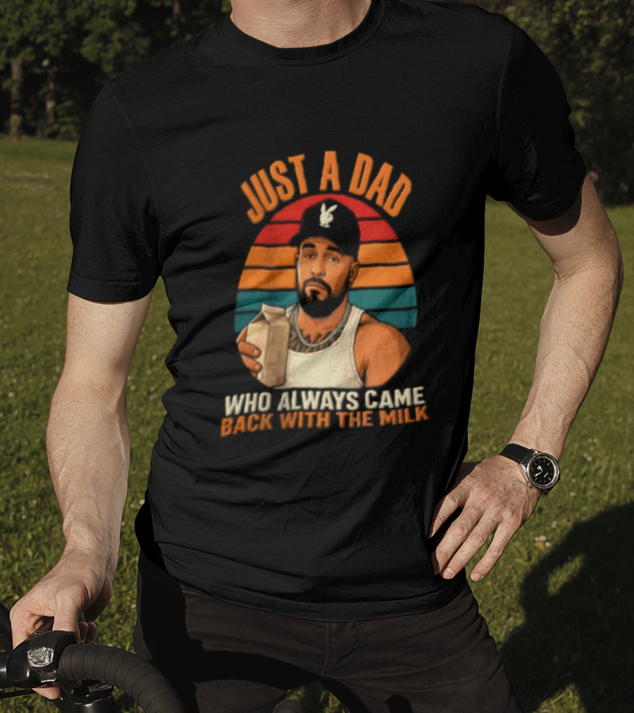 Just A Dad Who Always Came Back With The Milk Man Vintage Sunset Baseball Cap T-Shirt