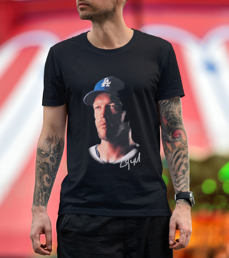 Kike Hernandez Wears Clayton Kershaw Face LA Dodgers Signature T-Shirt