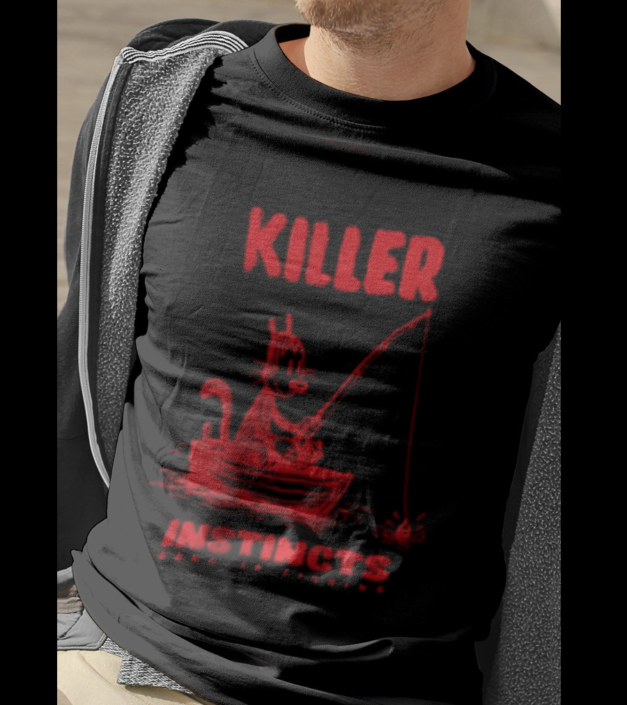 Killer Instincts Fishing Cat In A Boat T-Shirt