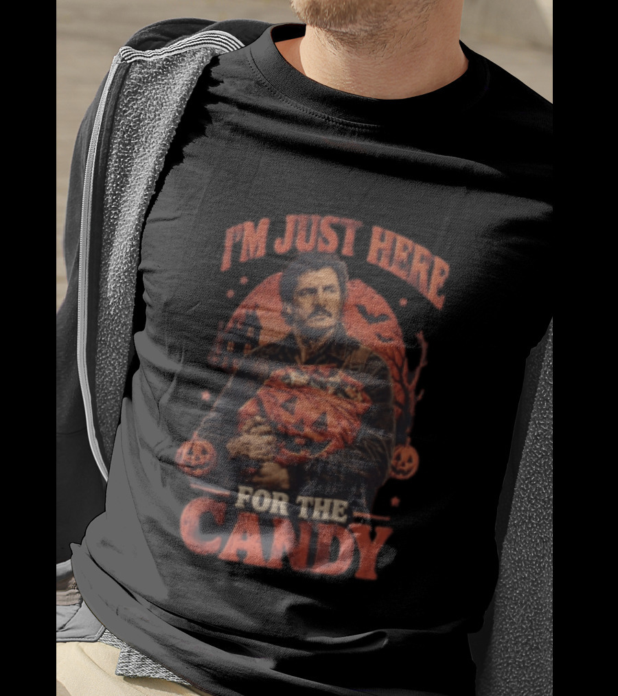 I'm Just Here For The Candy Pedro Pascal Halloween Pumpkin T-Shirt