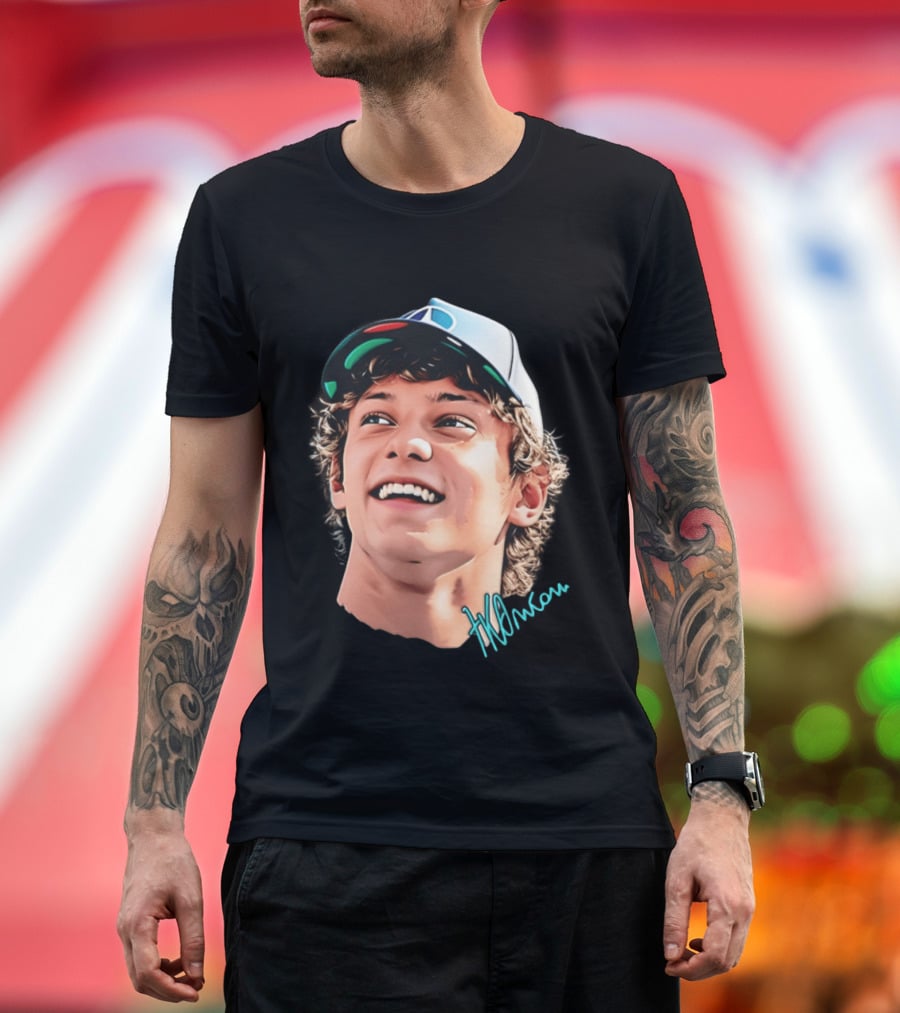 Kimi Antonelli F1 Team Smiley Big Head Signature Cap Racing T-Shirt