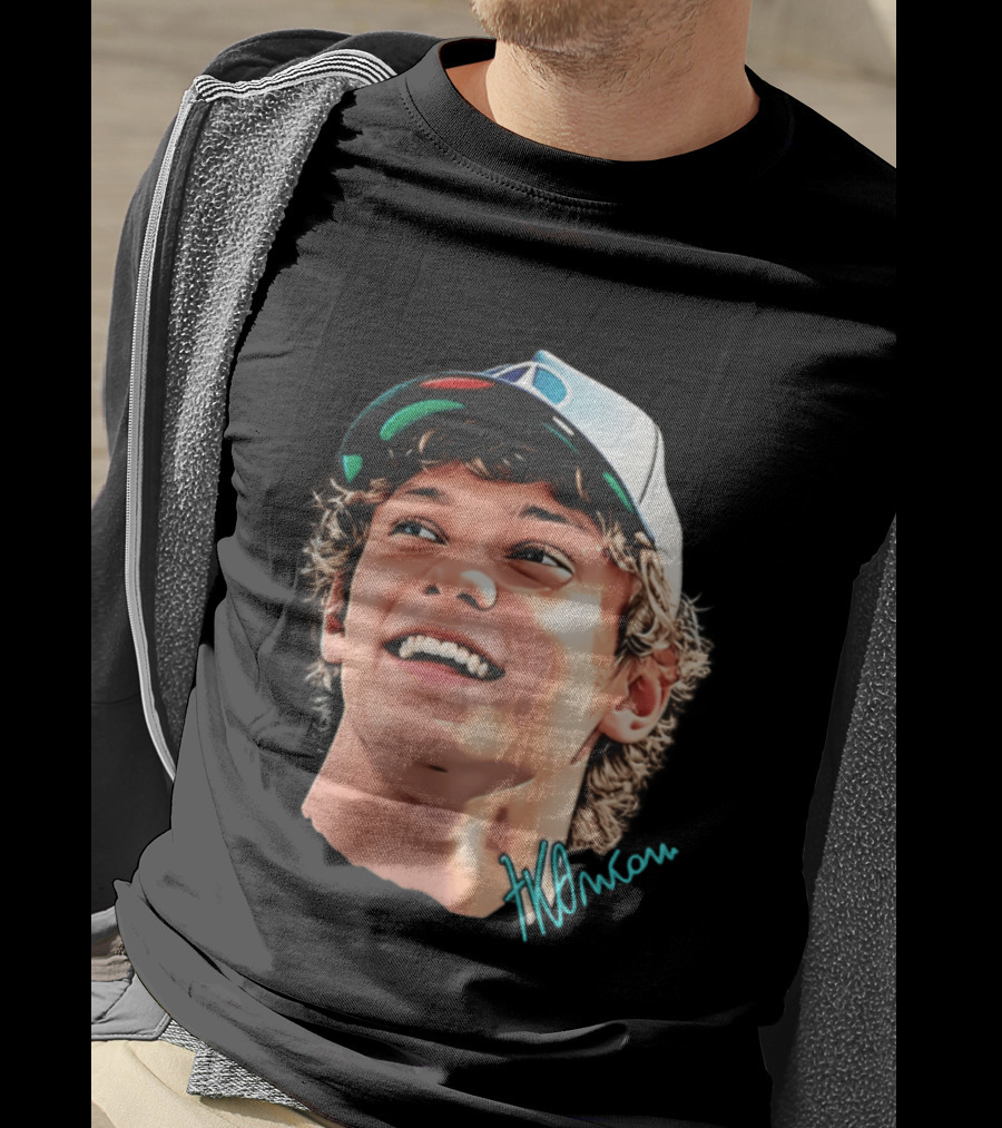 Kimi Antonelli F1 Team Smiley Big Head Signature Cap Racing T-Shirt