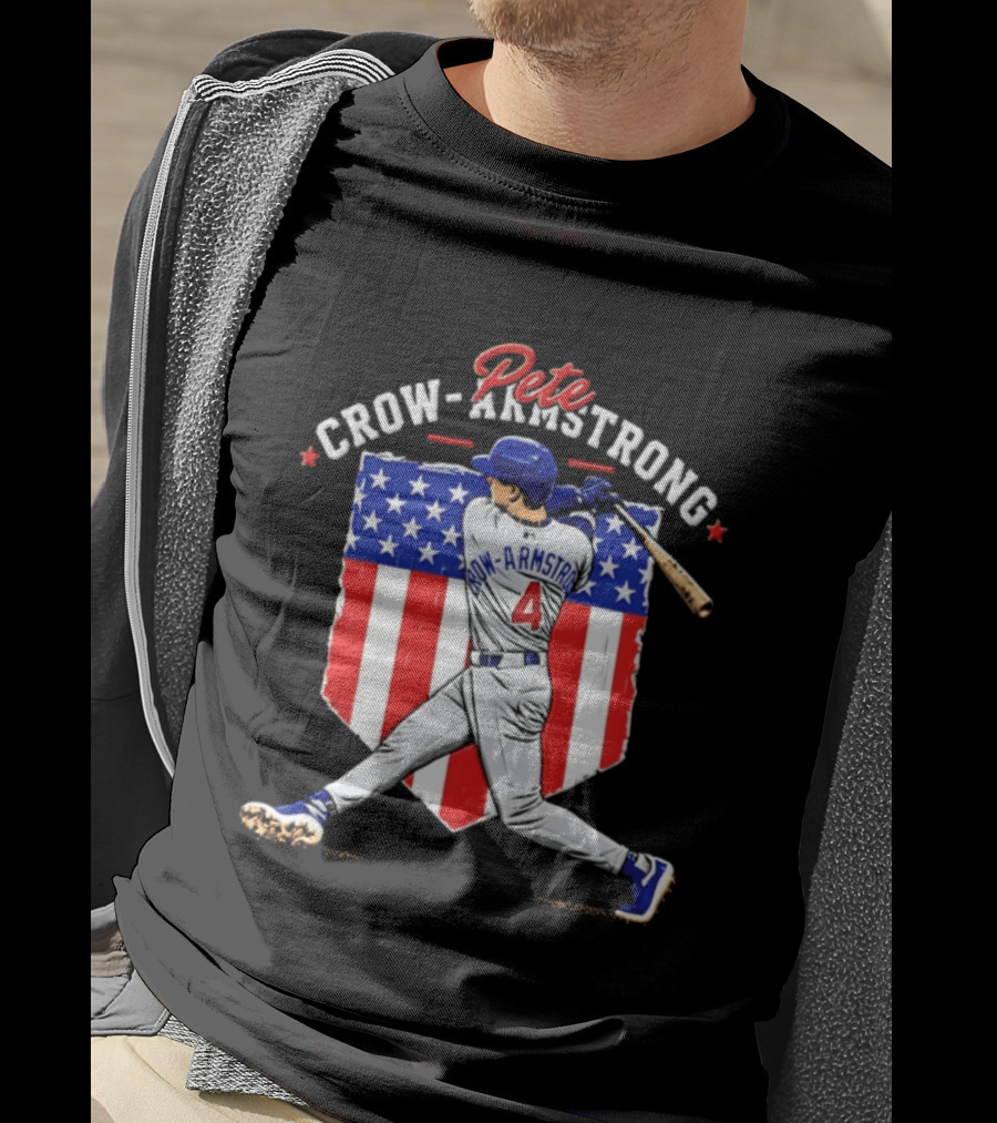 Pete Crow Armstrong Chicago Cubs Baseball 4 American Flag 2026 T-Shirt