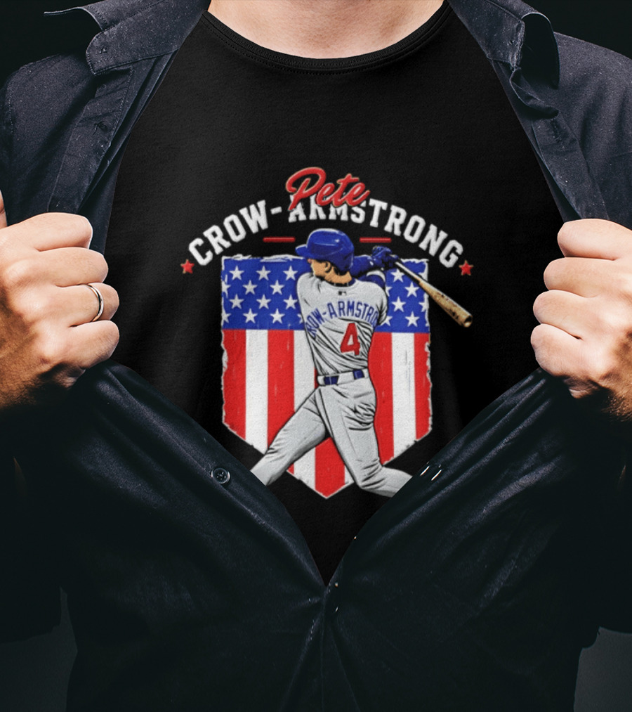 Pete Crow Armstrong Chicago Cubs Baseball 4 American Flag 2026 T-Shirt