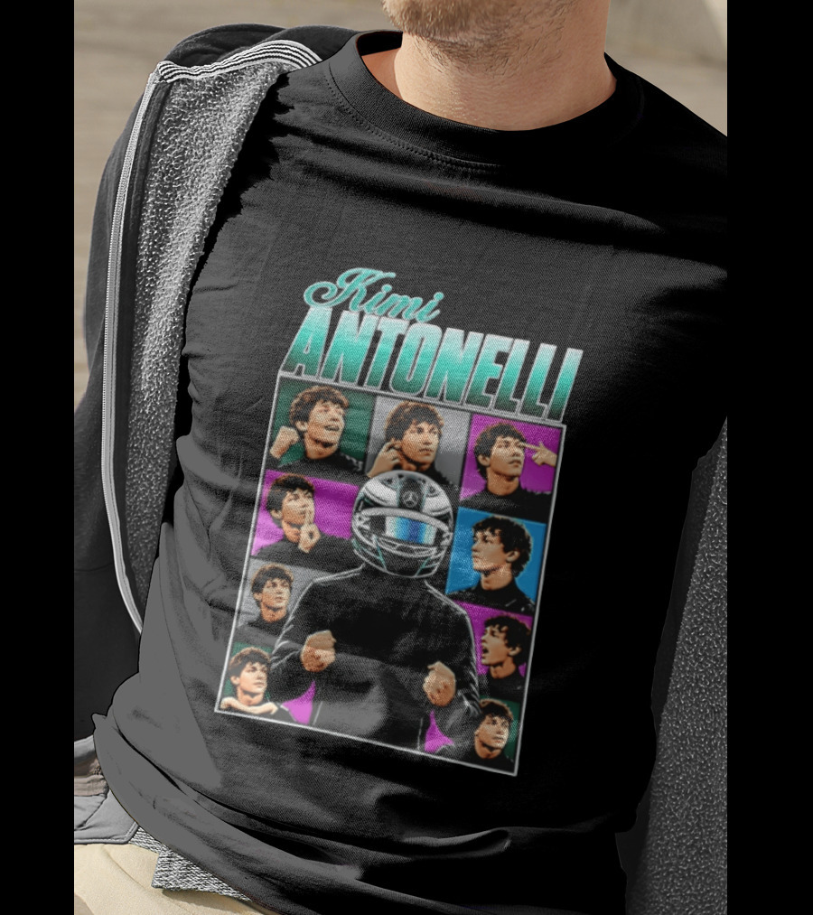 Kimi Antonelli F1 Team Pop Art Helmet Racer T-Shirt