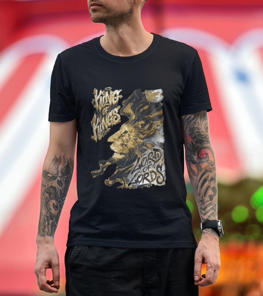 King Of Kings Lord Of Lords Golden Lion Swirling Mane T-Shirt