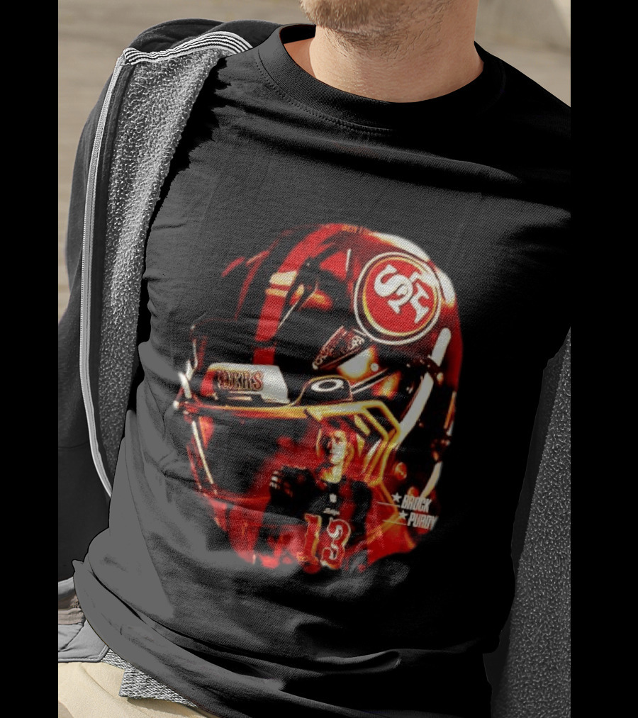 San Francisco 49ers Brock Purdy 13 Football Helmet NFL Night T-Shirt