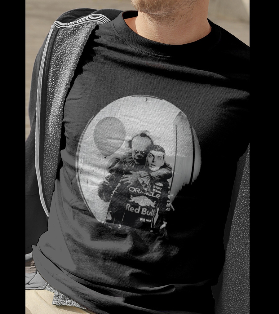 Max Verstappen Red Bull Racing And Pennywise Balloon Halloween Scene T-Shirt