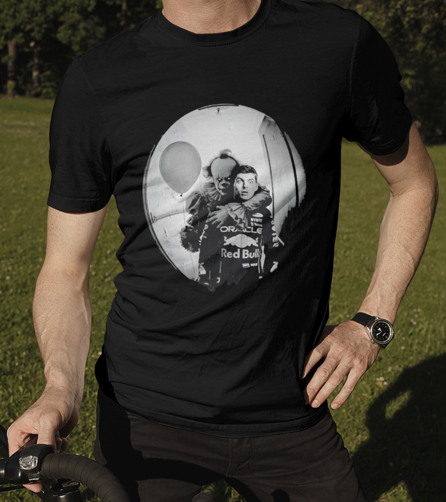 Max Verstappen Red Bull Racing And Pennywise Balloon Halloween Scene T-Shirt