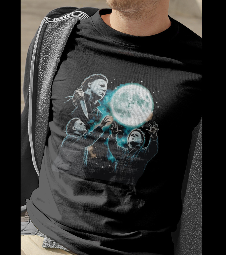 Michael Myers Halloween Moon Knife Scene T-Shirt
