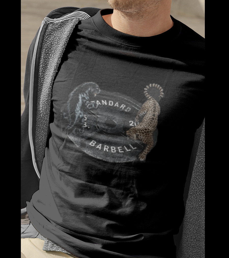 Standard Barbell 45 LB Black Panther Leopard Crawling Weight Plate T-Shirt