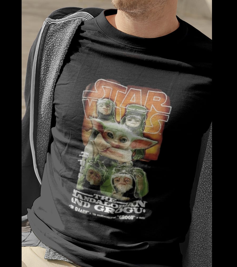 Star Wars The Mandalorian Grogu Din Djarin Anzellan Droidsmiths Collage This Is Way T-Shirt