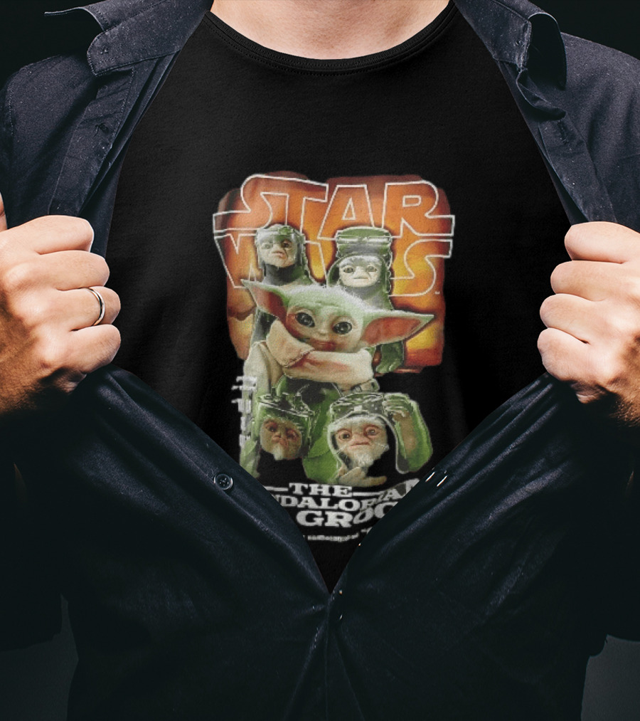Star Wars The Mandalorian Grogu Din Djarin Anzellan Droidsmiths Collage This Is Way T-Shirt