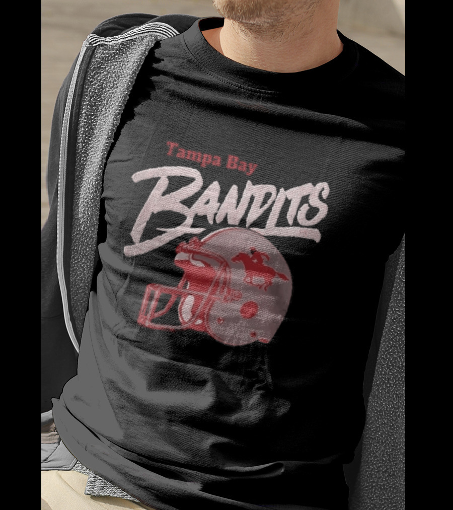 Tampa Bay Bandits Football Helmet Horseback Rider Distressed T-Shirt