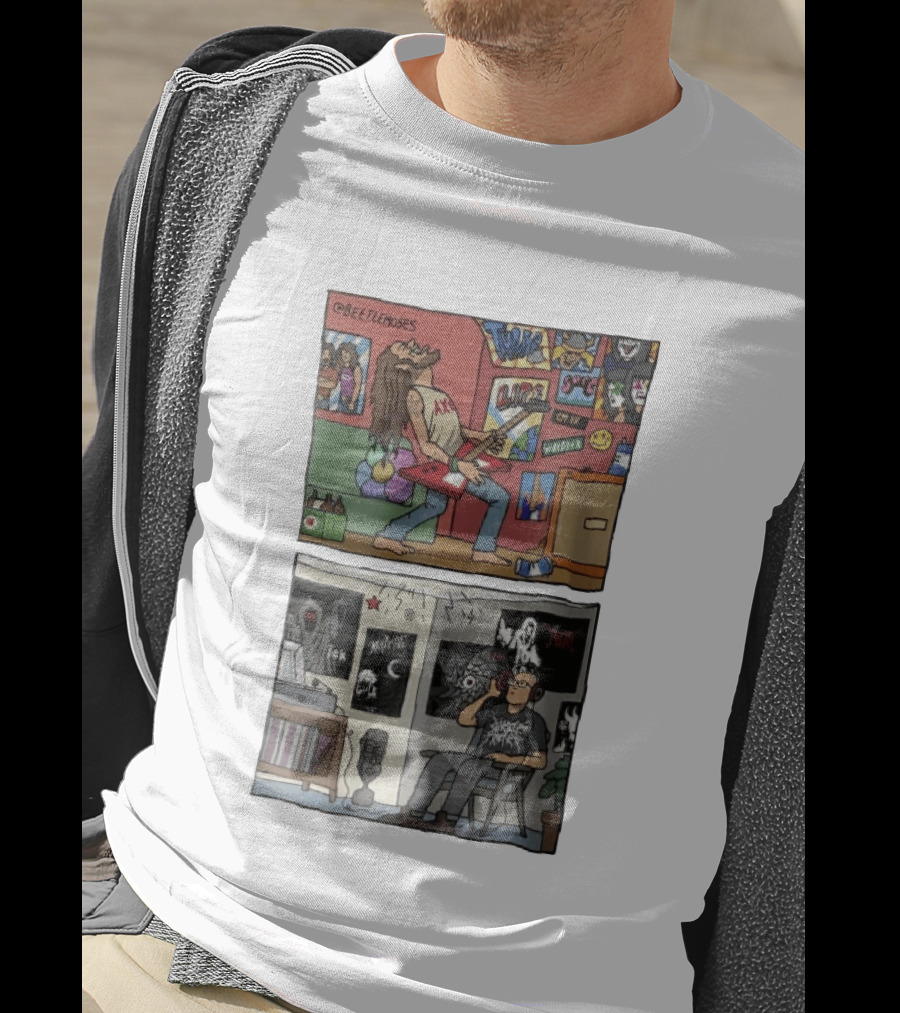 Beetlemoses Comic Heavy Metal Guitarist Listening S Room T-Shirt