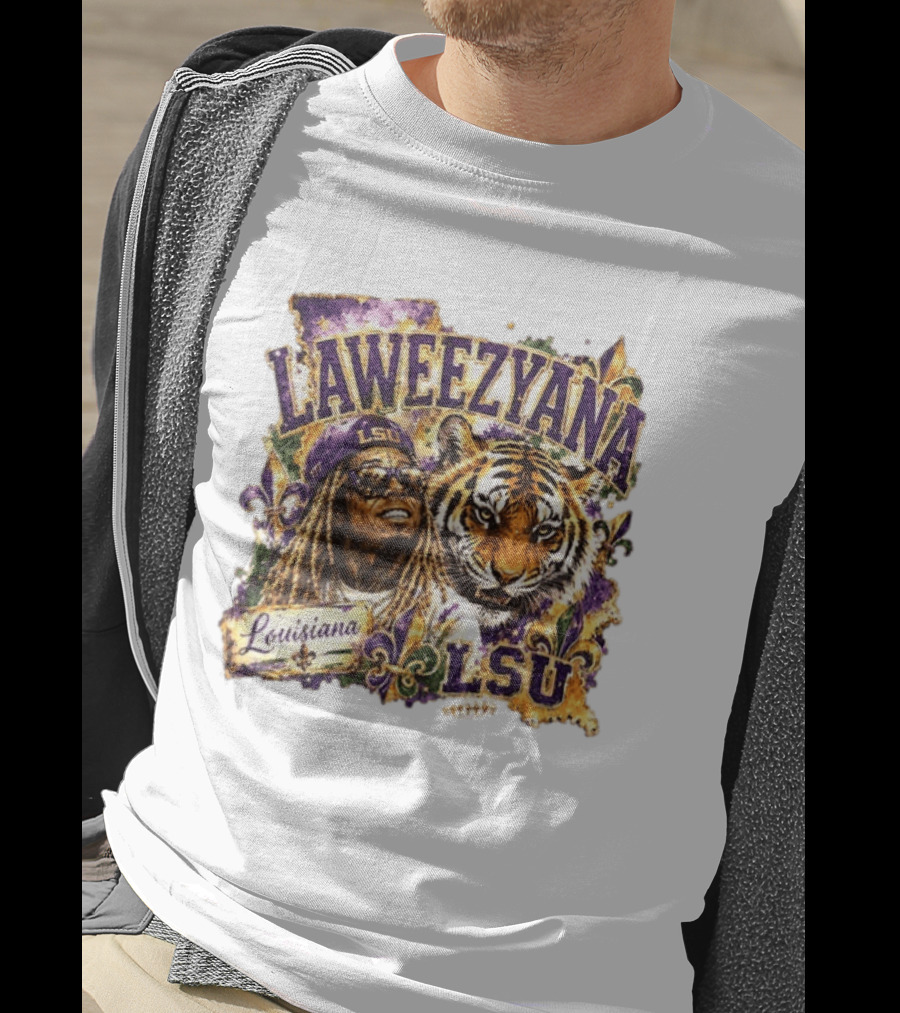 Laweezyana Lil Wayne LSU Louisiana Football Tiger Fleur De Lis T-Shirt