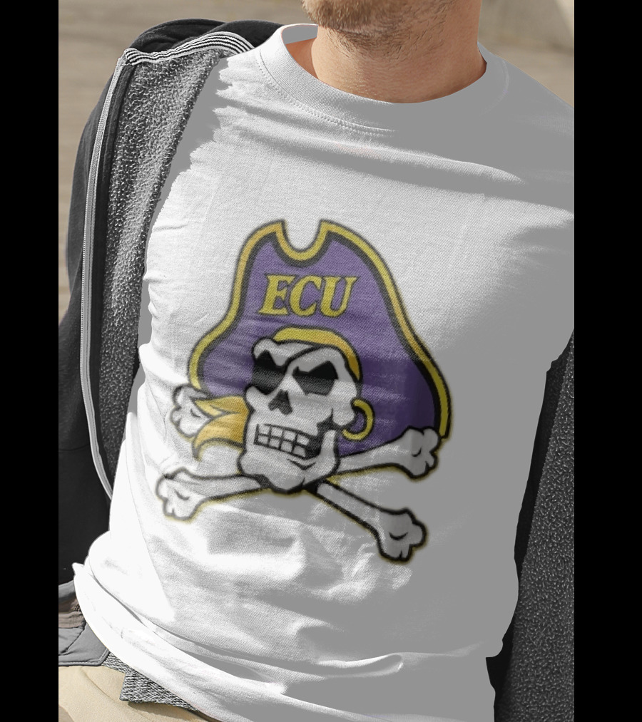 ECU Pirates Skull Crossbones Eyepatch Bandana NCAA T-Shirt