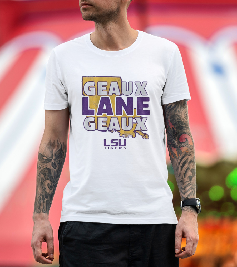 LSU Tigers Geaux Lane Geaux Football Louisiana Map T-Shirt