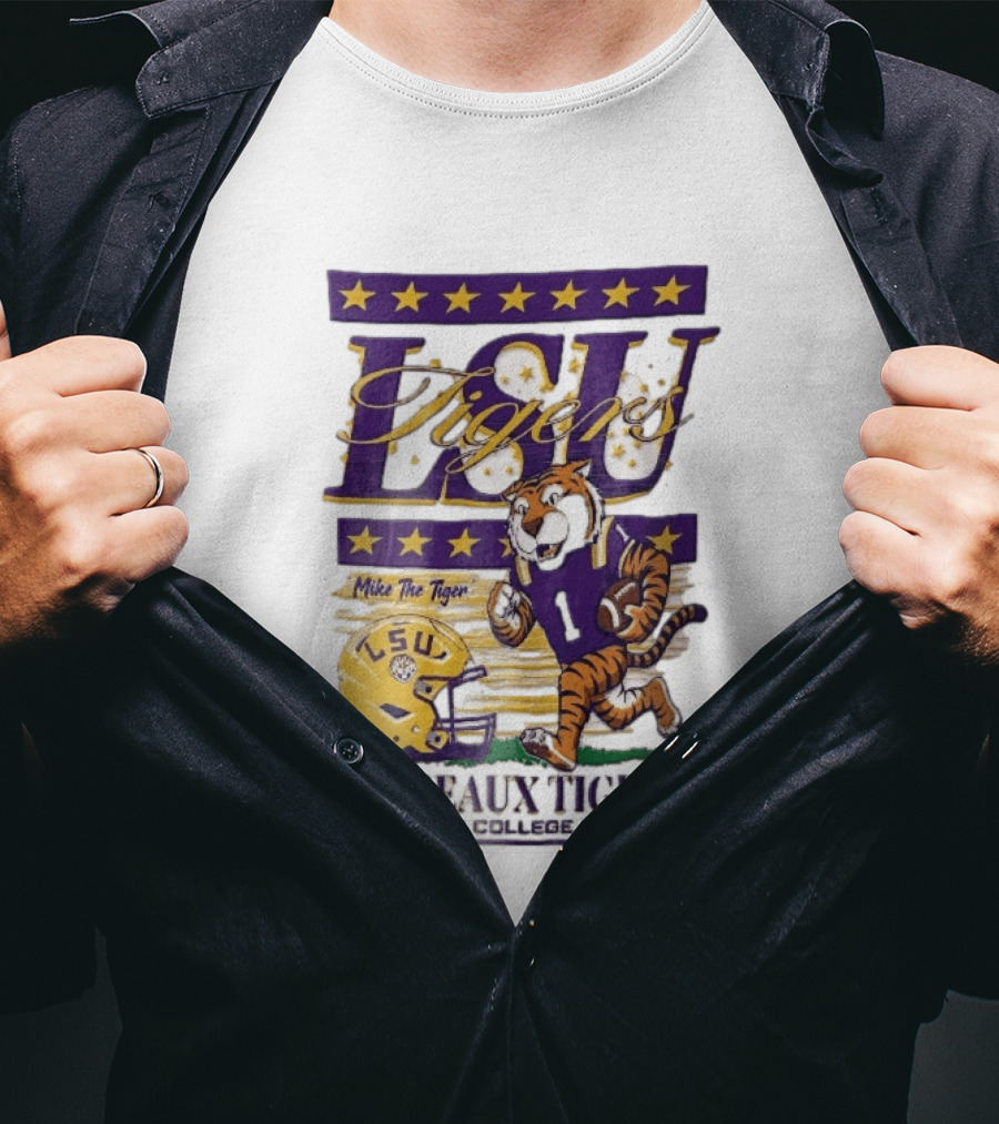 LSU Tigers Mike The Tiger Geaux ESPN College Gameday Football Helmet Stars T-Shirt