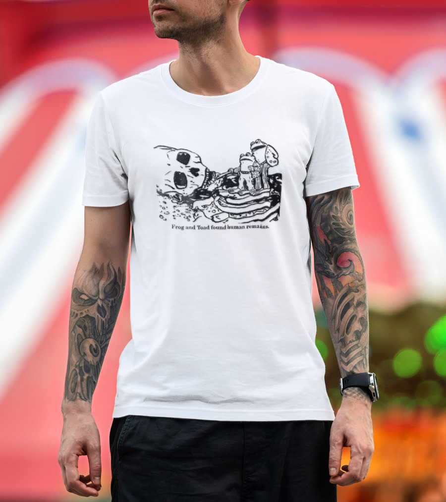 Frog And Toad Found Human Remains Cartoon Skeleton Skull Drawing T-Shirt