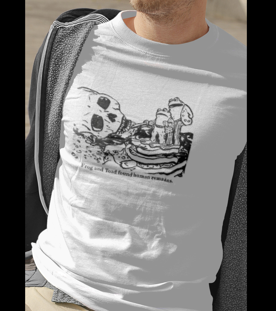 Frog And Toad Found Human Remains Cartoon Skeleton Skull Drawing T-Shirt