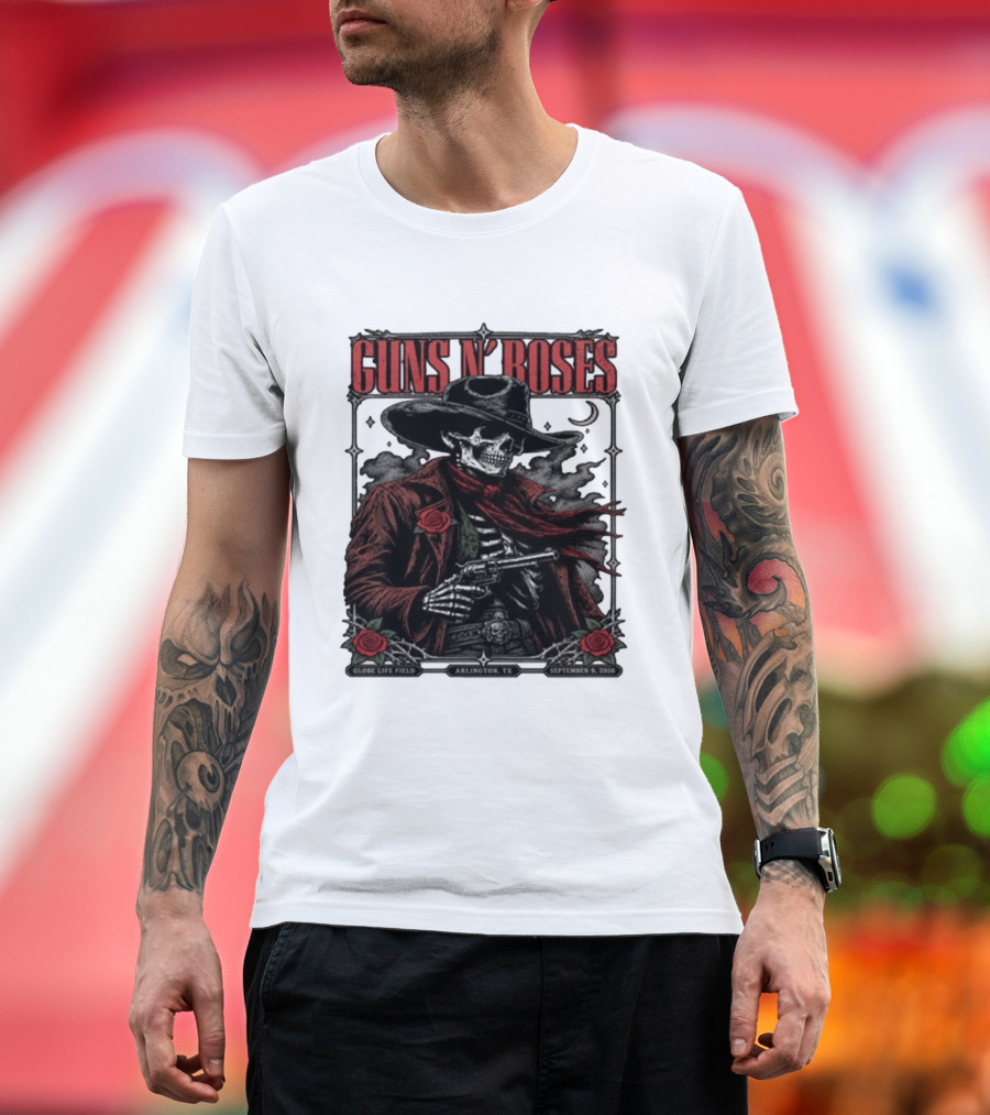 Guns N' Roses Skeleton Cowboy Globe Life Field Arlington TX September 9 2026 T-Shirt