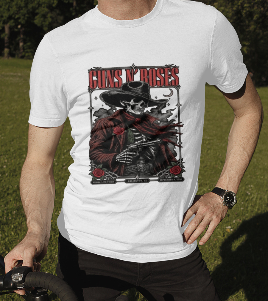 Guns N' Roses Skeleton Cowboy Globe Life Field Arlington TX September 9 2026 T-Shirt