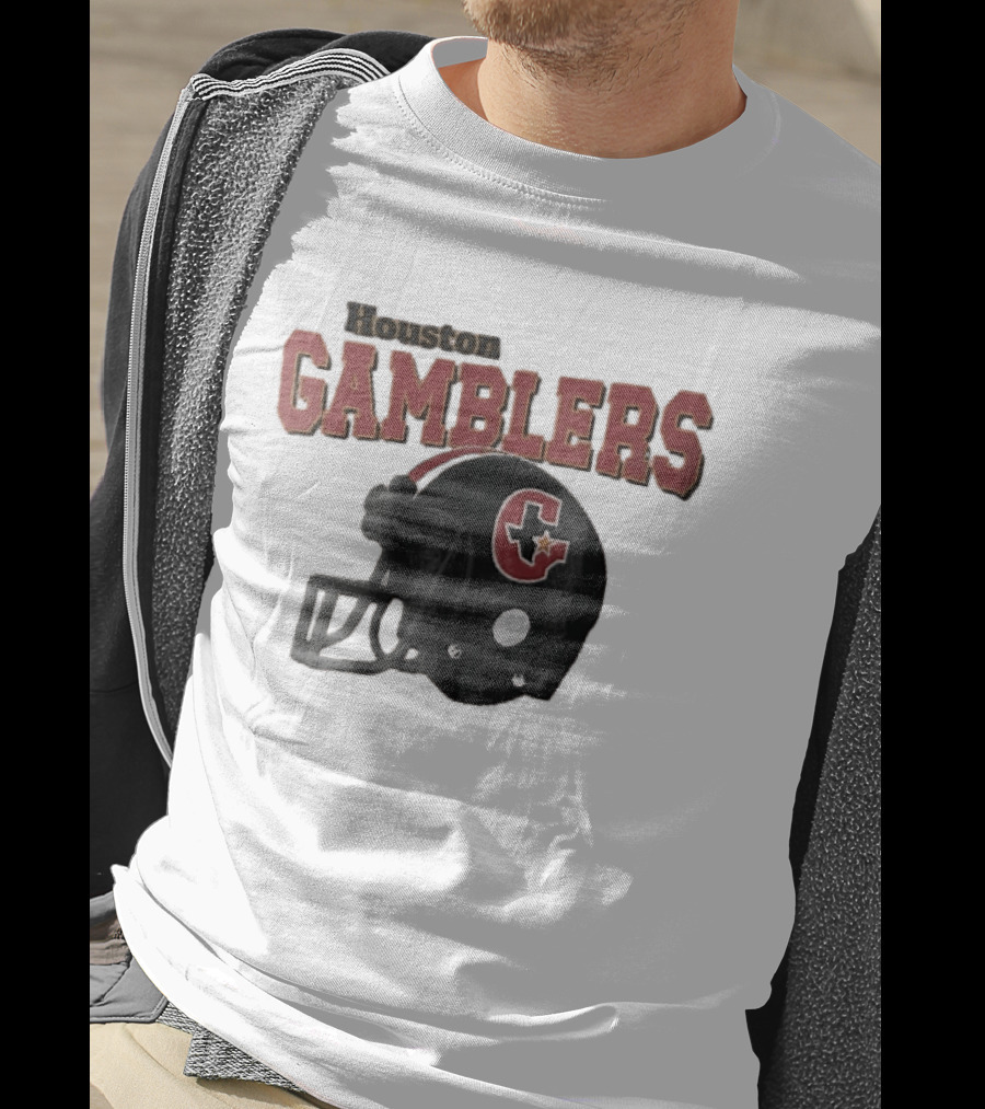 Houston Gamblers Distressed Football Helmet T-Shirt