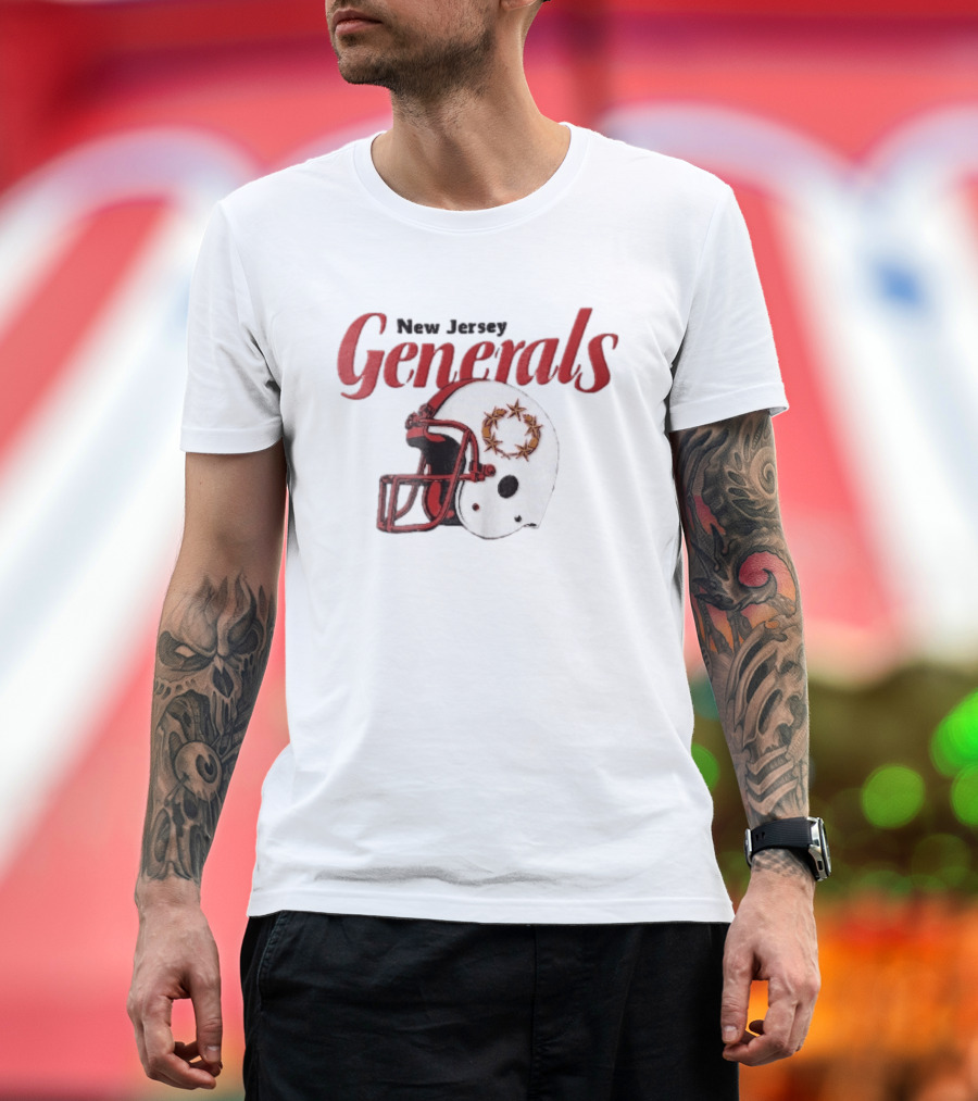 New Jersey Generals Distressed Helmet Five Stars T-Shirt