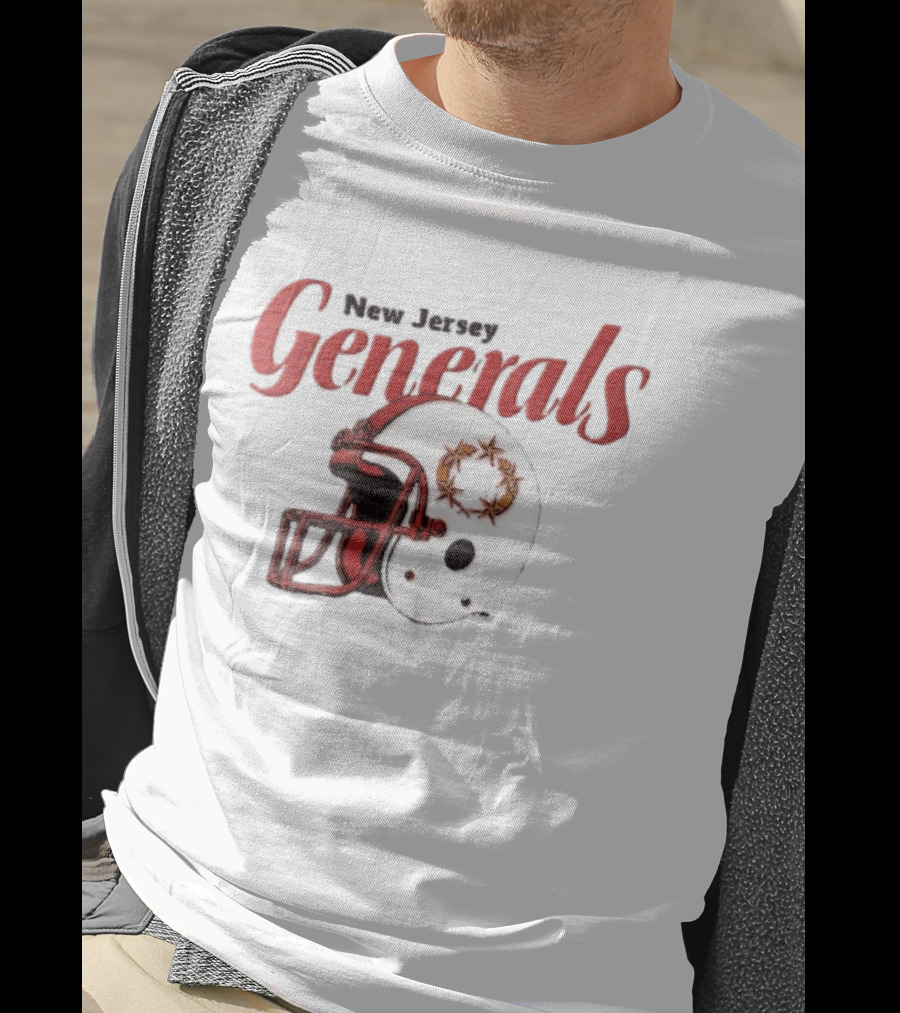New Jersey Generals Distressed Helmet Five Stars T-Shirt