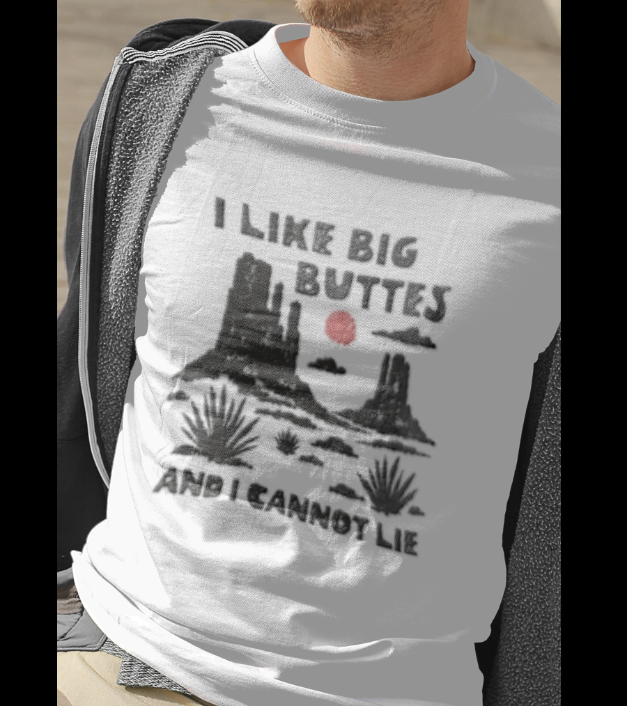 I Like Big Buttes And I Cannot Lie Desert Landscape Cactus Sunset Red Sun T-Shirt