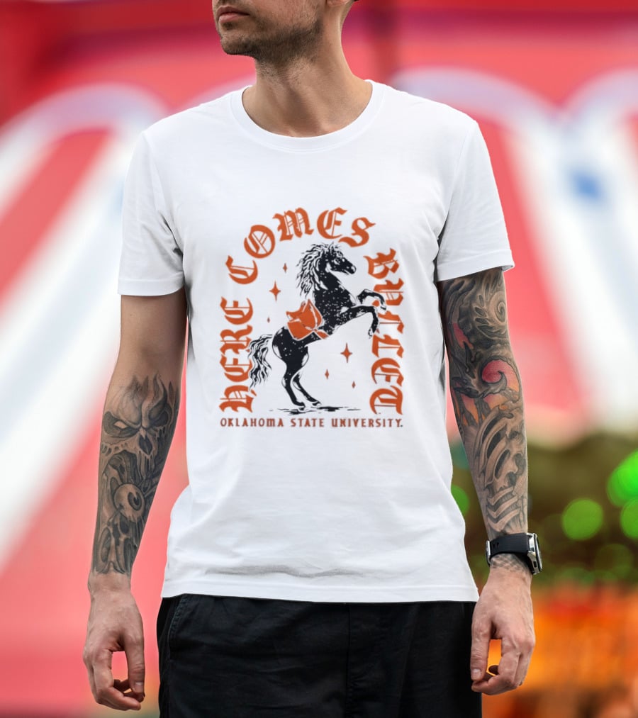 Oklahoma State University Here Comes Bullet Horse Riding Spirit T-Shirt