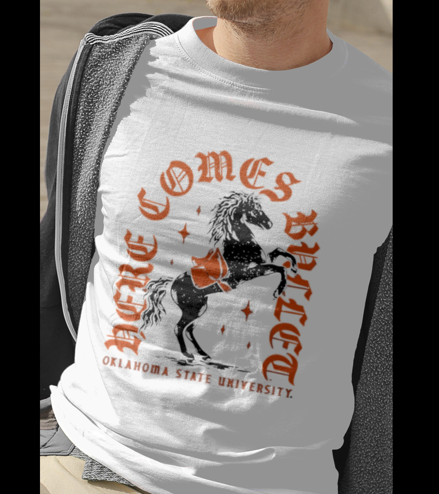 Oklahoma State University Here Comes Bullet Horse Riding Spirit T-Shirt